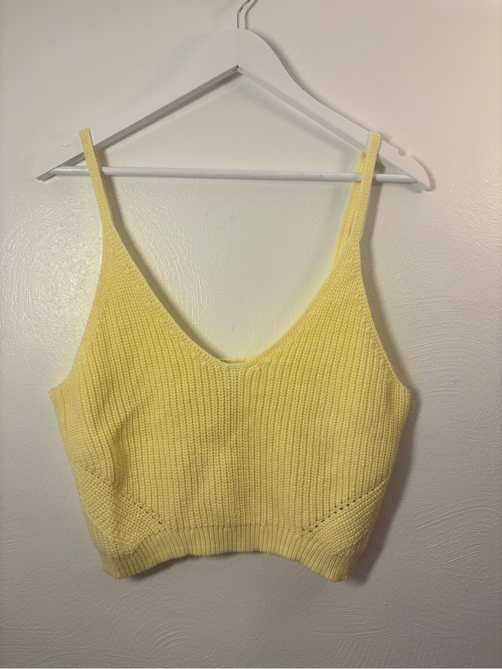The Drop Yellow Knit V-Neck Crop Tank Top Size XL